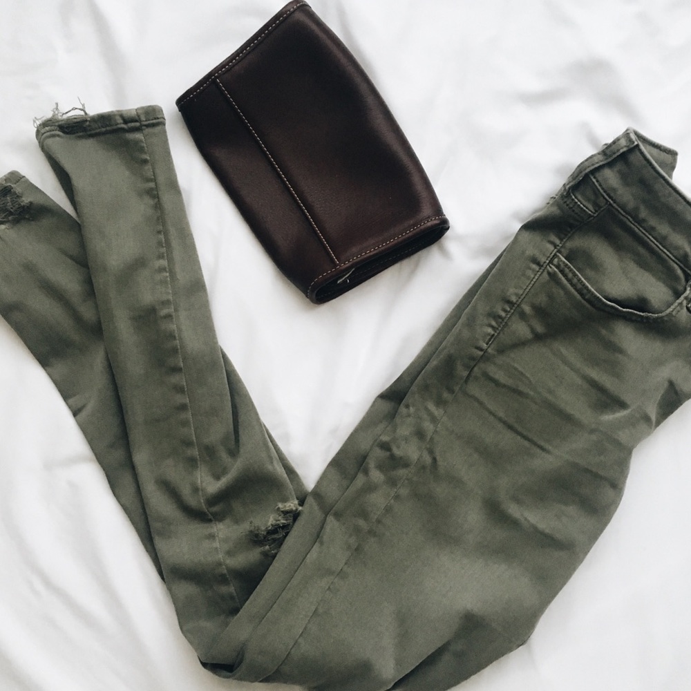 Olive Ripped Tall Jeans
